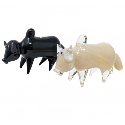 6.5" Assorted Color Bull Sculpted Animal Hand Pipe - [DJ591]